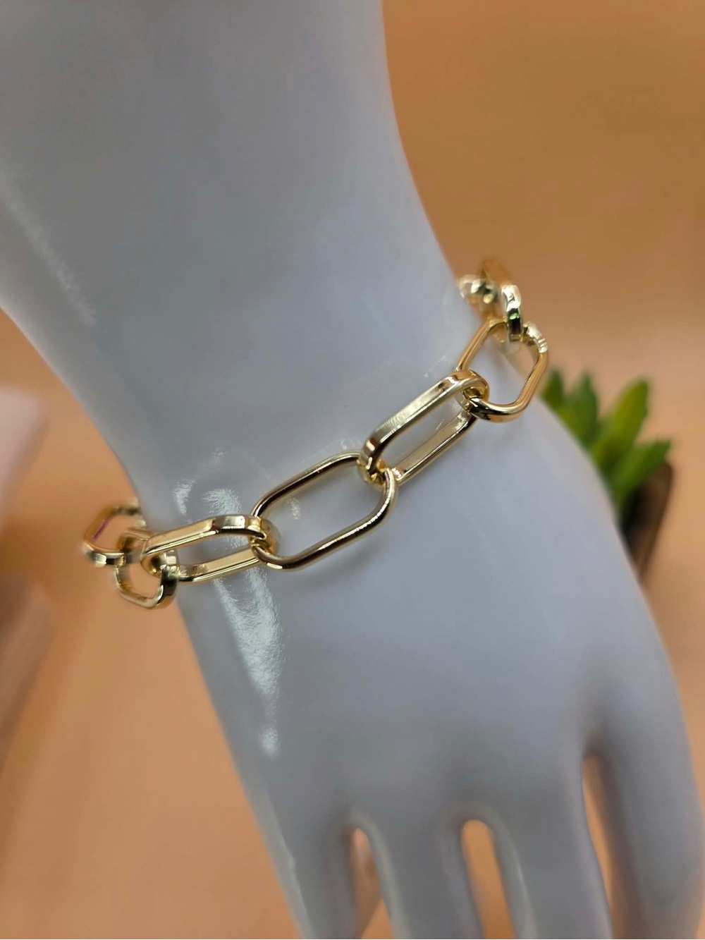 Gold Plated Link Chain Bracelet - Women Jewelry